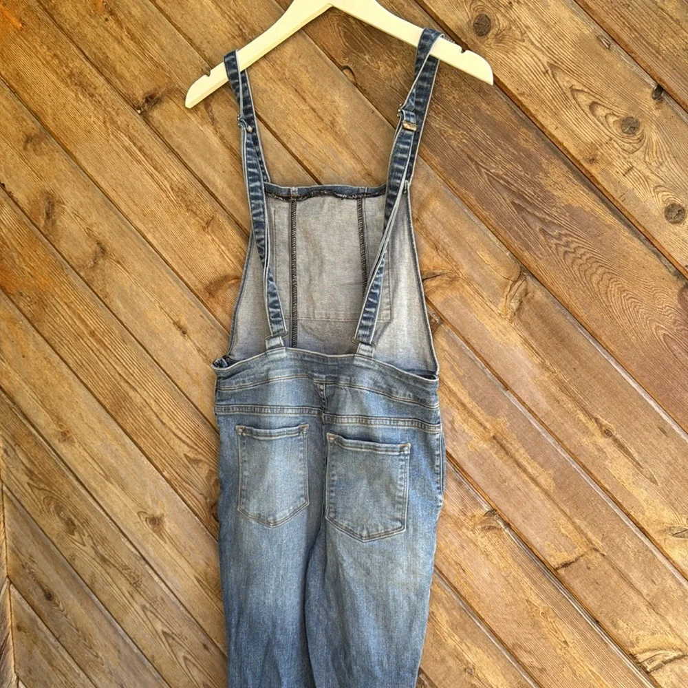 O2 denim over the moon long straight leg skinny overalls size medium light wash - Picture 5 of 6